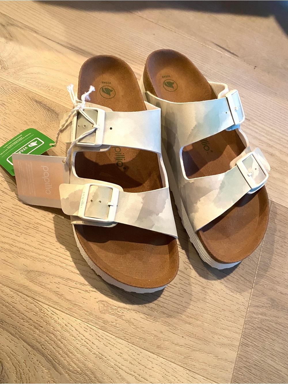 NWT! Papillio by Birkenstock Arizona Platform Sandals Watercolor Khaki - 11 (42)